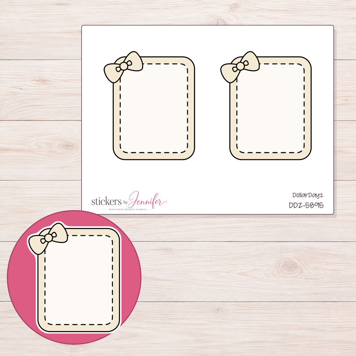 DDZ-5895 planner sticker sheet with enlarged sticker detail