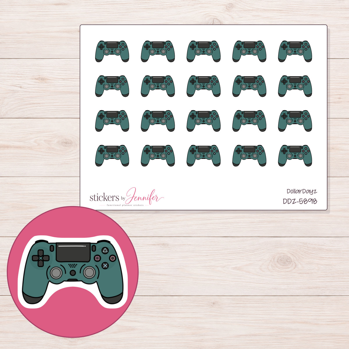 DDZ-5898 planner sticker sheet with enlarged sticker detail