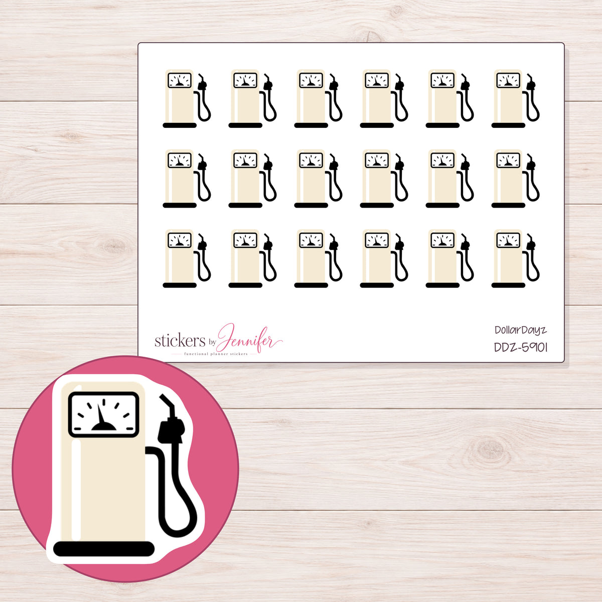 DDZ-5901 planner sticker sheet with enlarged sticker detail