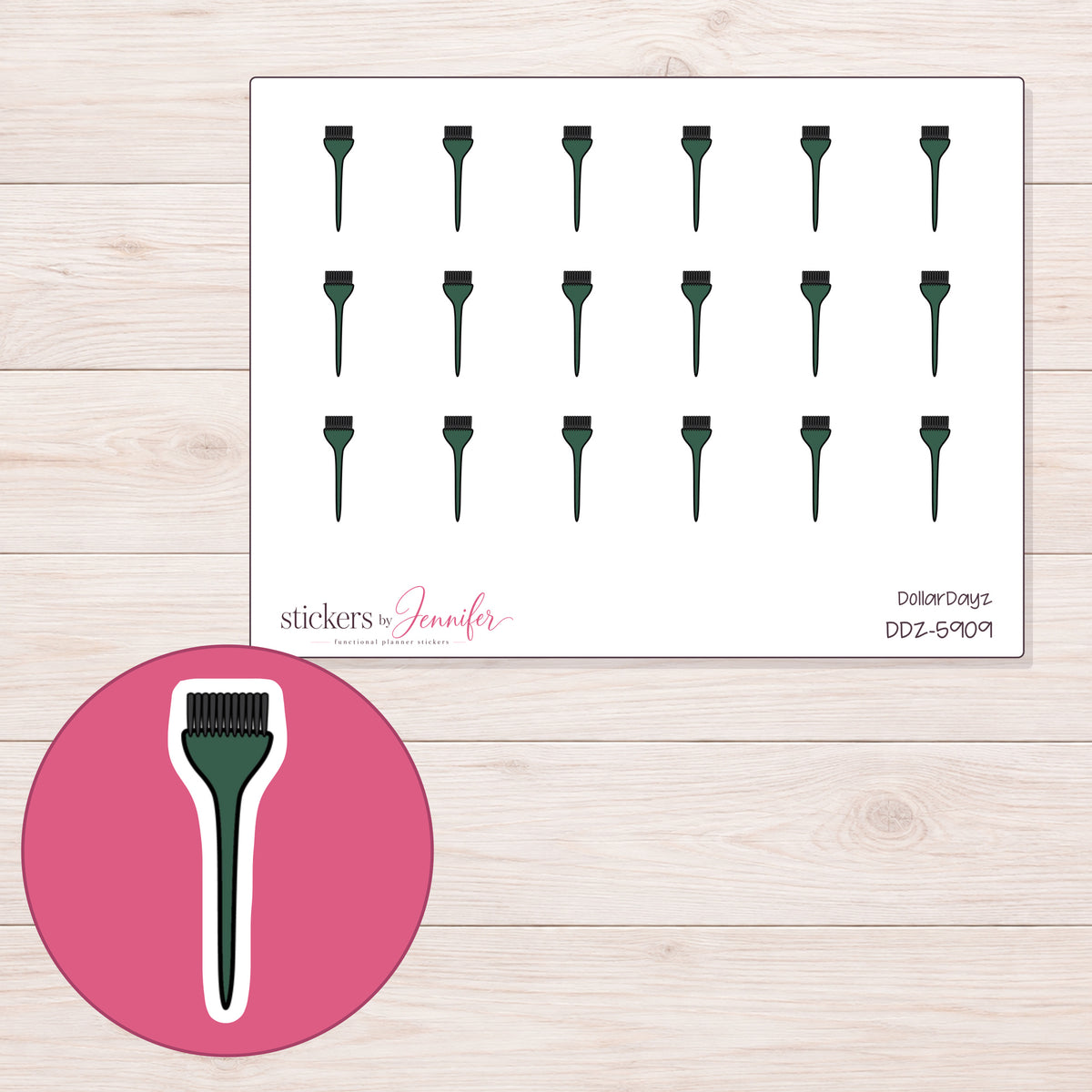 DDZ-5909 planner sticker sheet with enlarged sticker detail