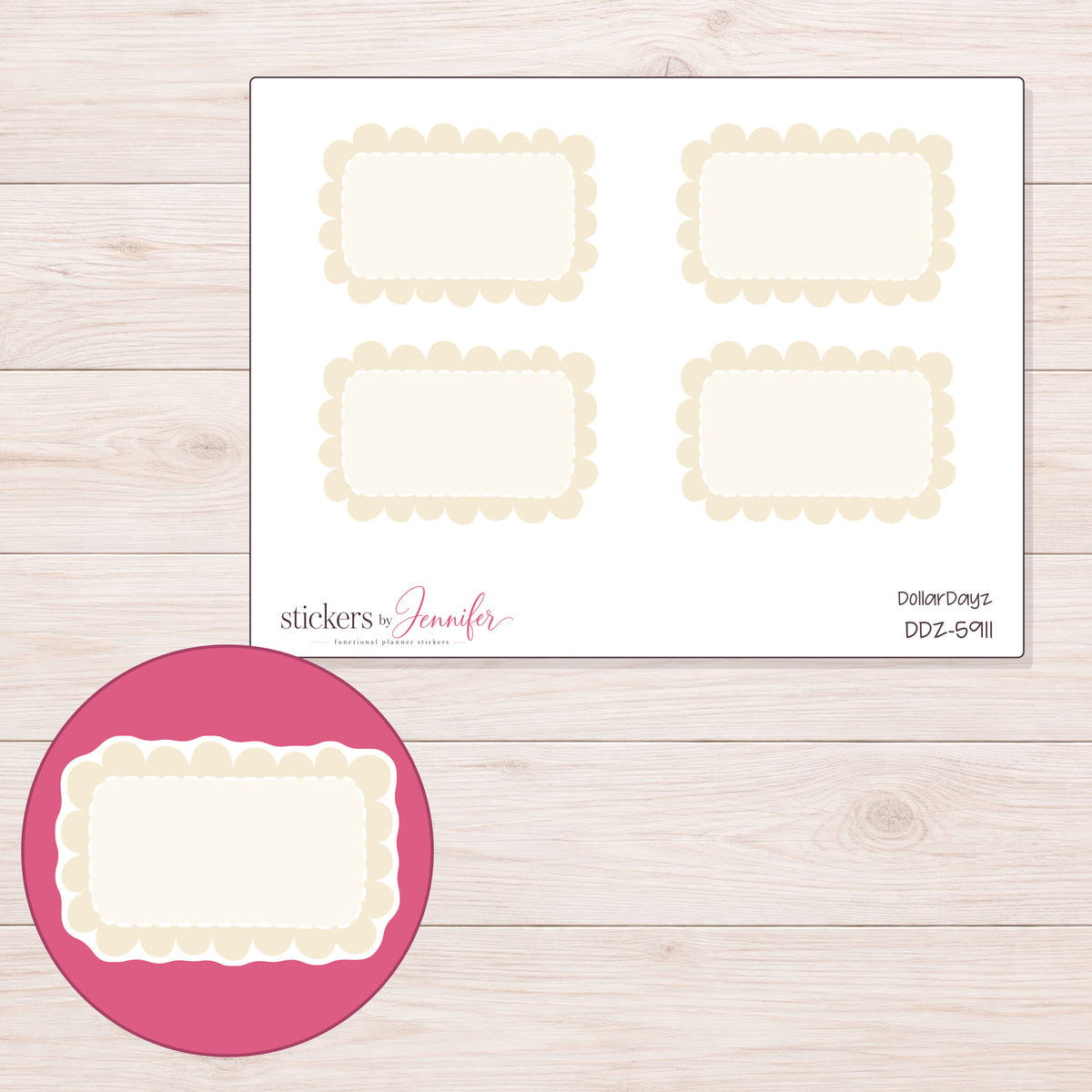 DDZ-5911 planner sticker sheet with enlarged sticker detail