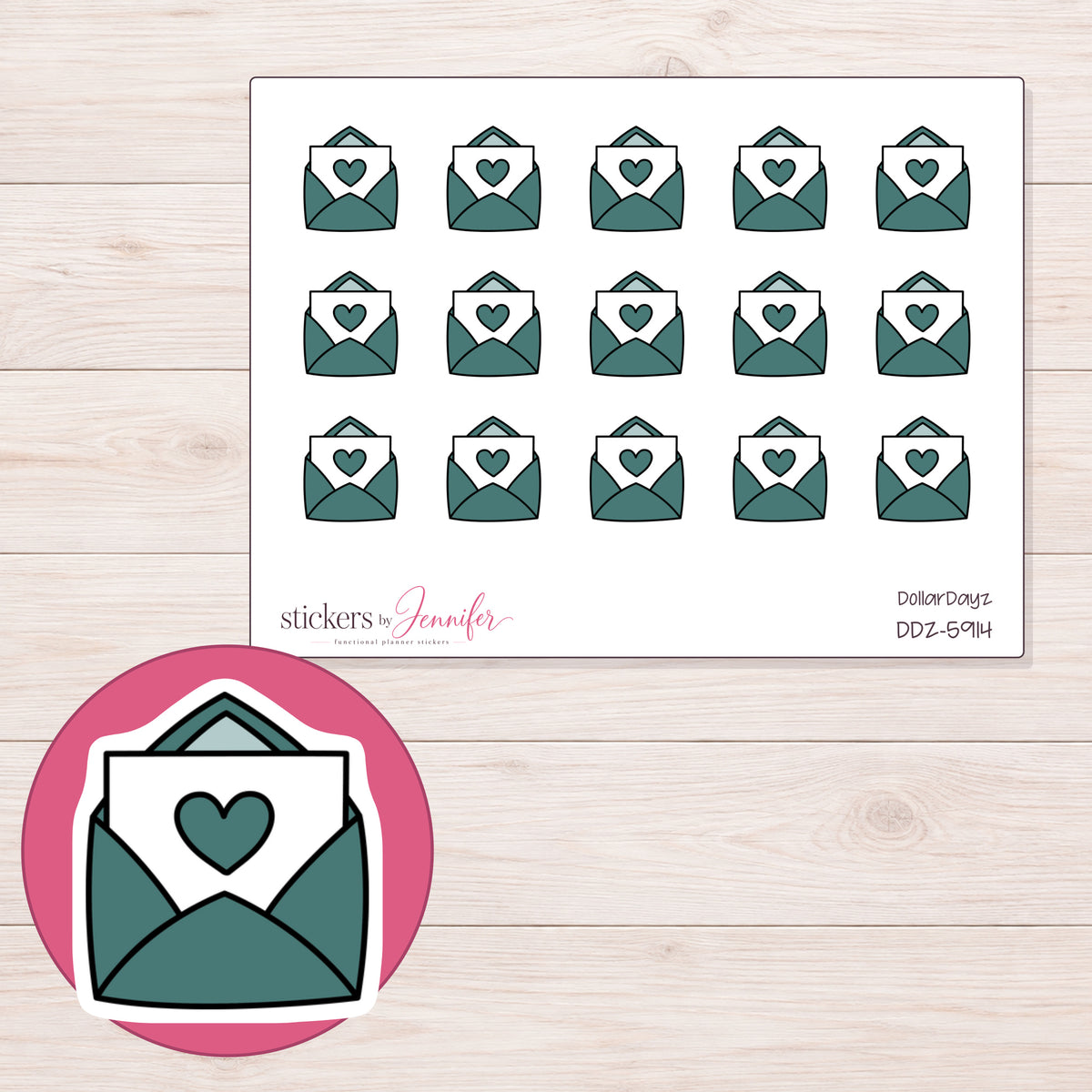 DDZ-5914 planner sticker sheet with enlarged sticker detail