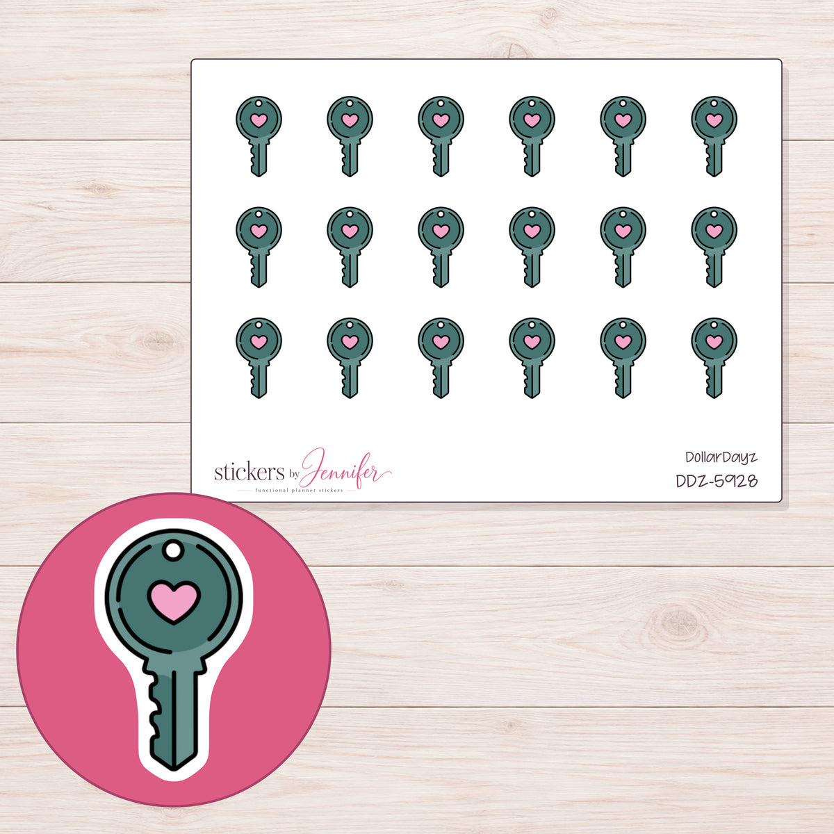 DDZ-5928 planner sticker sheet with enlarged sticker detail