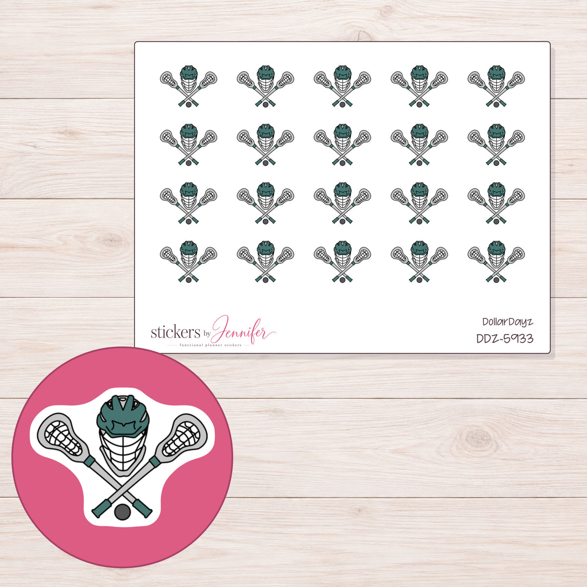 DDZ-5933 planner sticker sheet with enlarged sticker detail