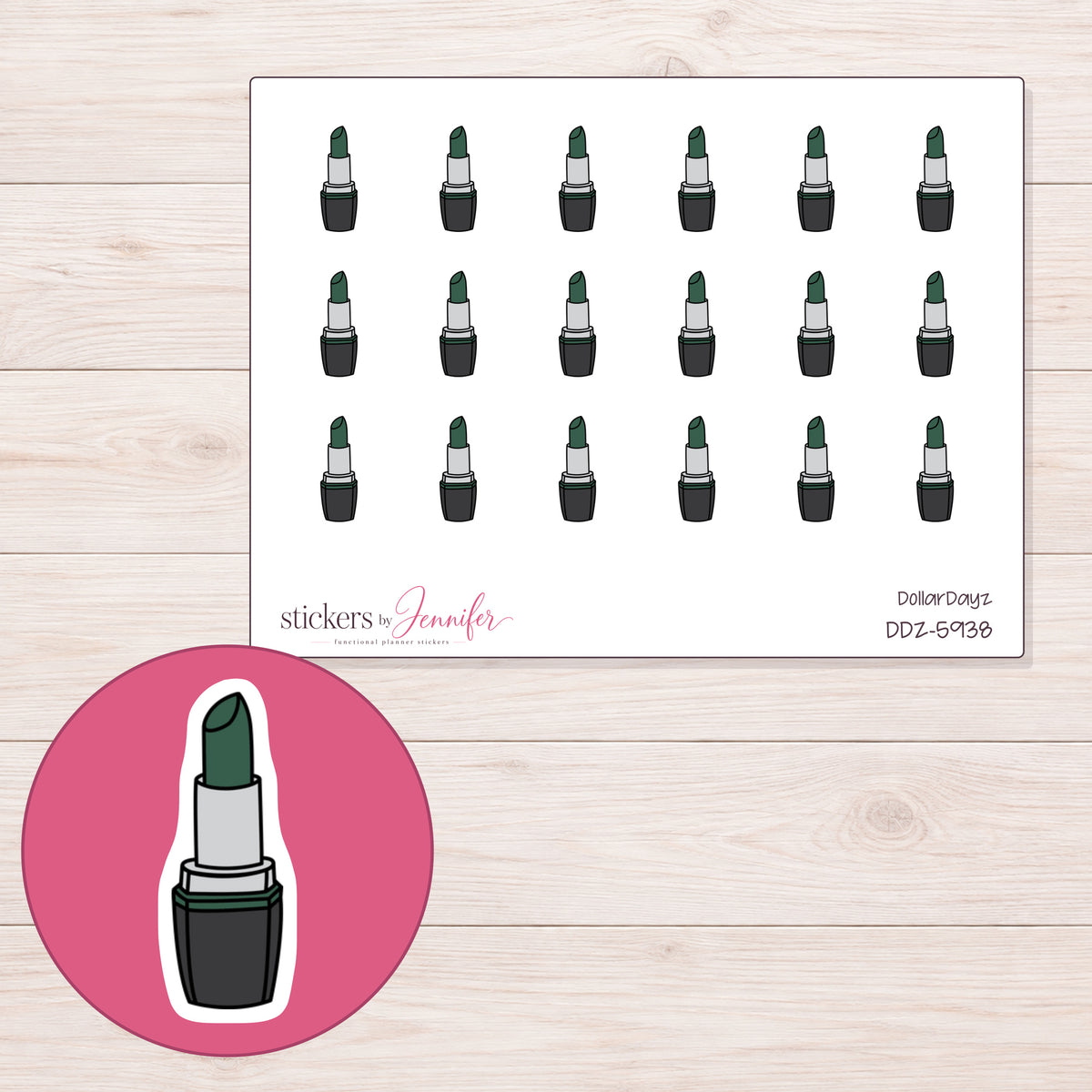 DDZ-5938 planner sticker sheet with enlarged sticker detail