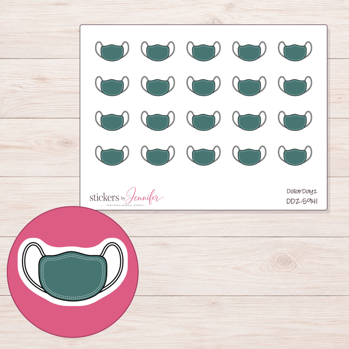 DDZ-5941 planner sticker sheet with enlarged sticker detail