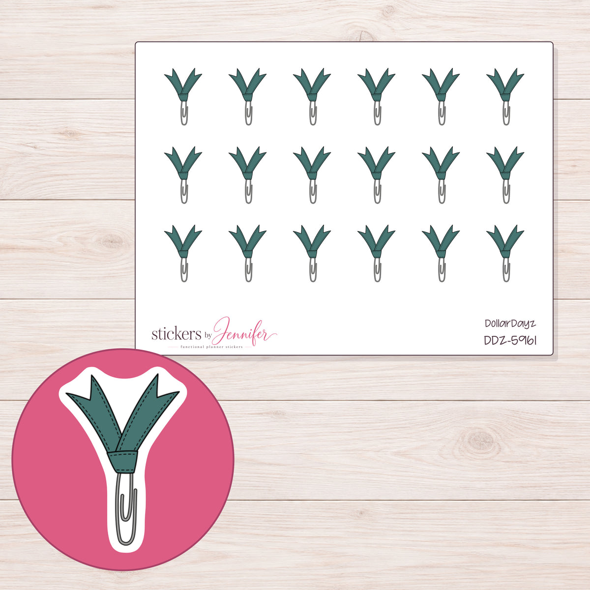DDZ-5961 planner sticker sheet with enlarged sticker detail