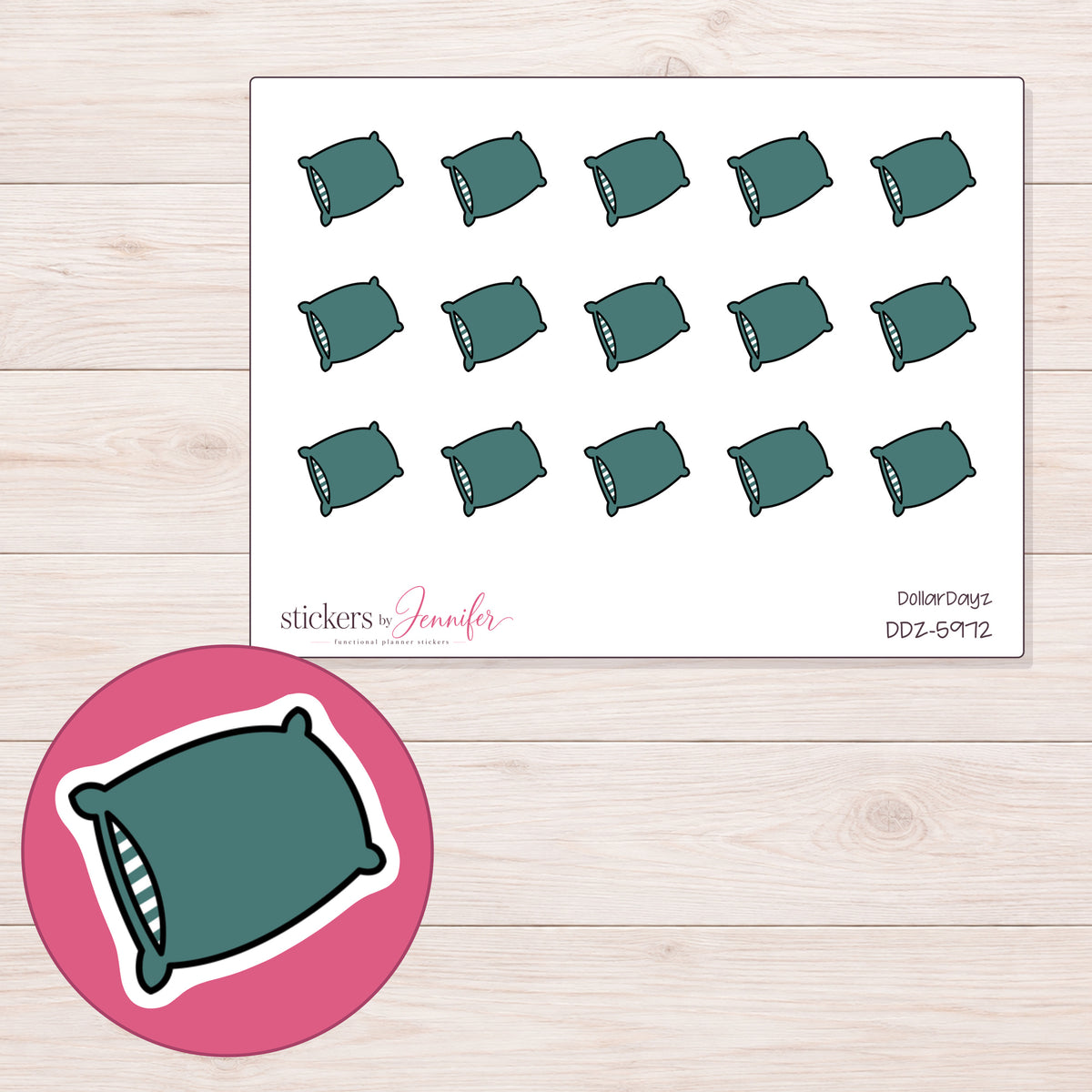 DDZ-5972 planner sticker sheet with enlarged sticker detail