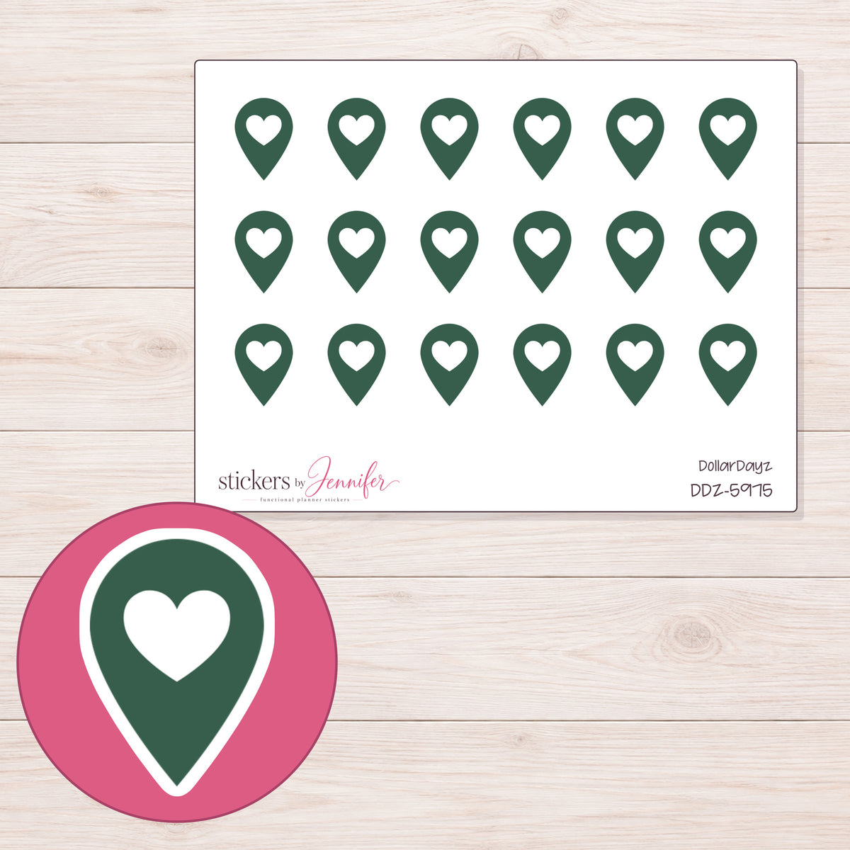 DDZ-5975 planner sticker sheet with enlarged sticker detail