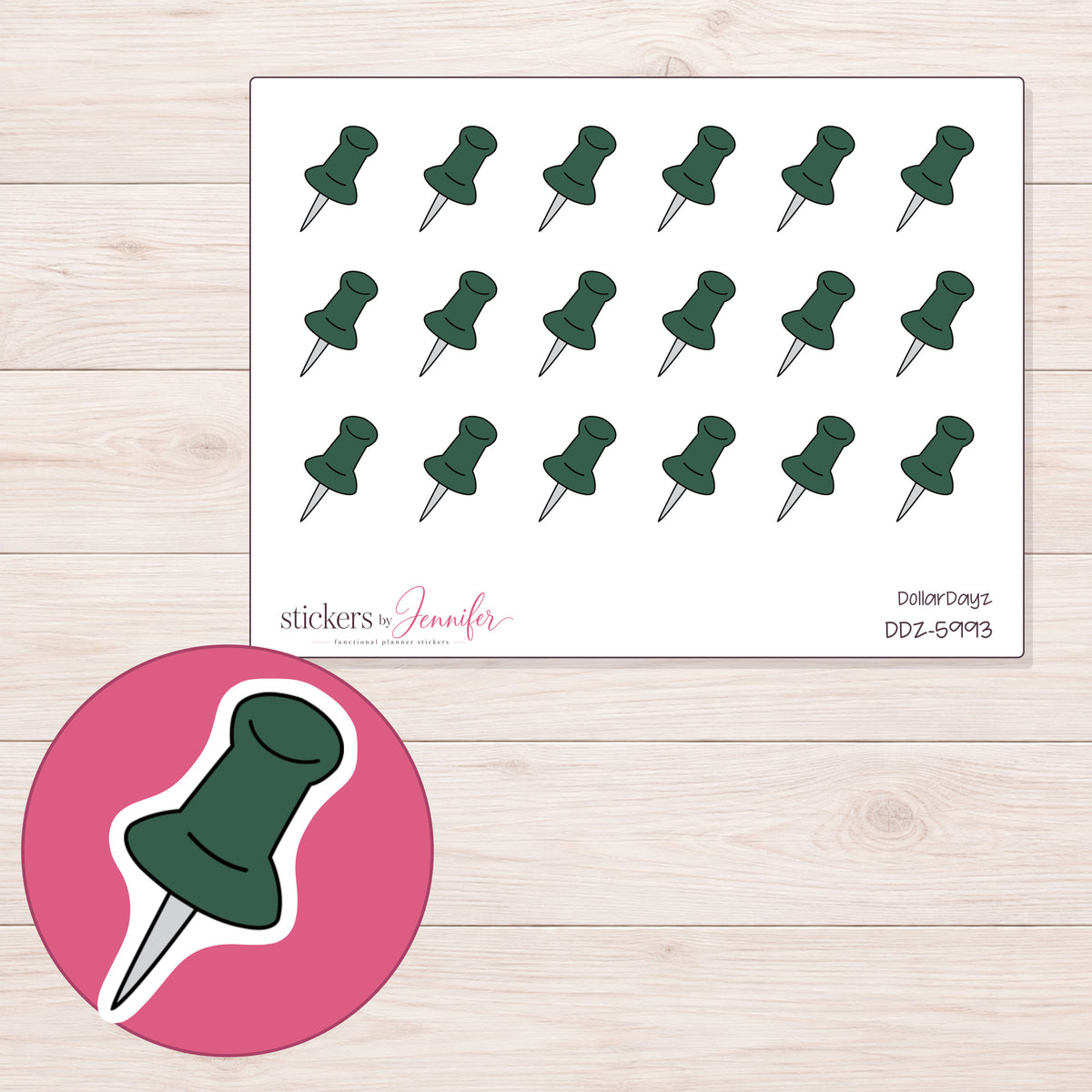 DDZ-5993 planner sticker sheet with enlarged sticker detail
