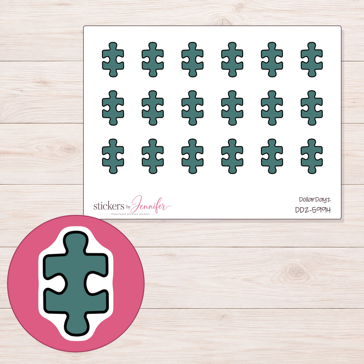 DDZ-5994 planner sticker sheet with enlarged sticker detail