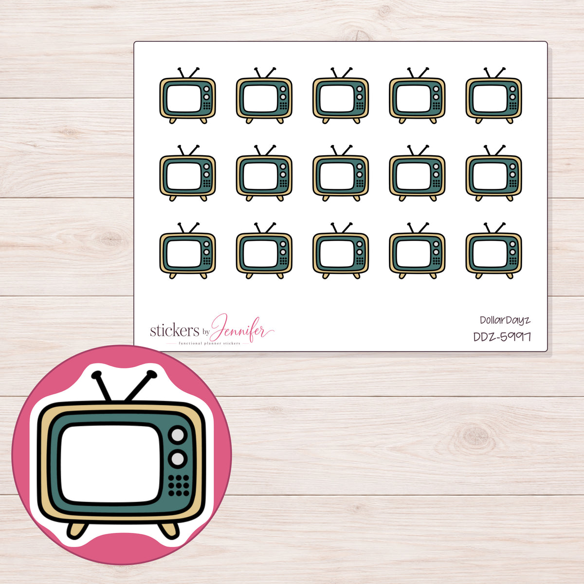 DDZ-5997 planner sticker sheet with enlarged sticker detail