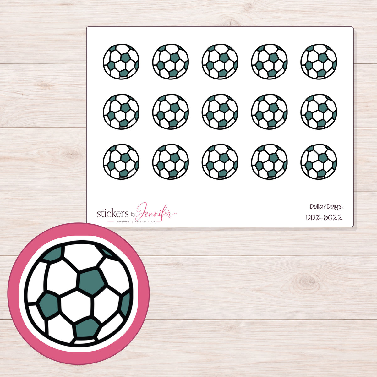 DDZ-6022 planner sticker sheet with enlarged sticker detail