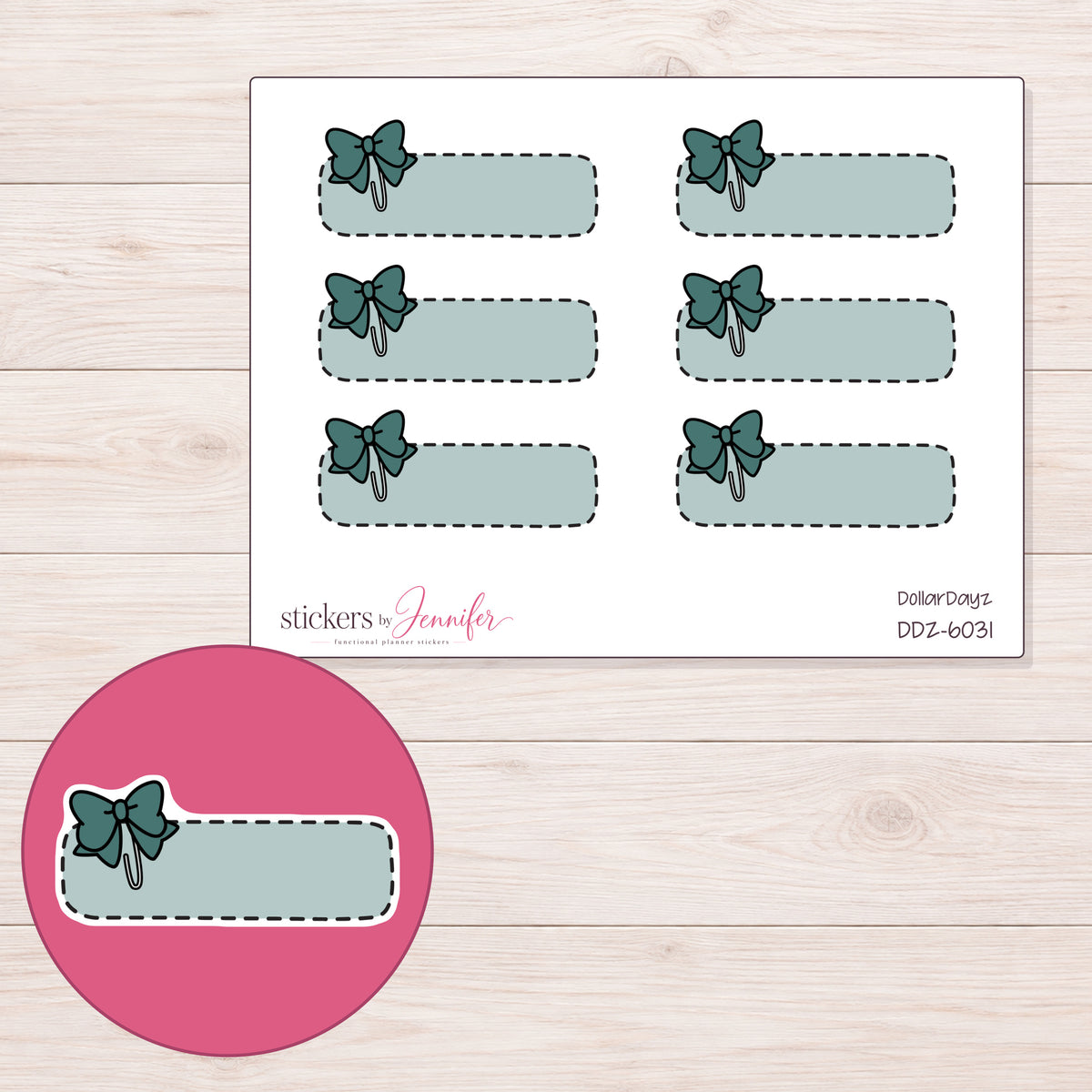 DDZ-6031 planner sticker sheet with enlarged sticker detail