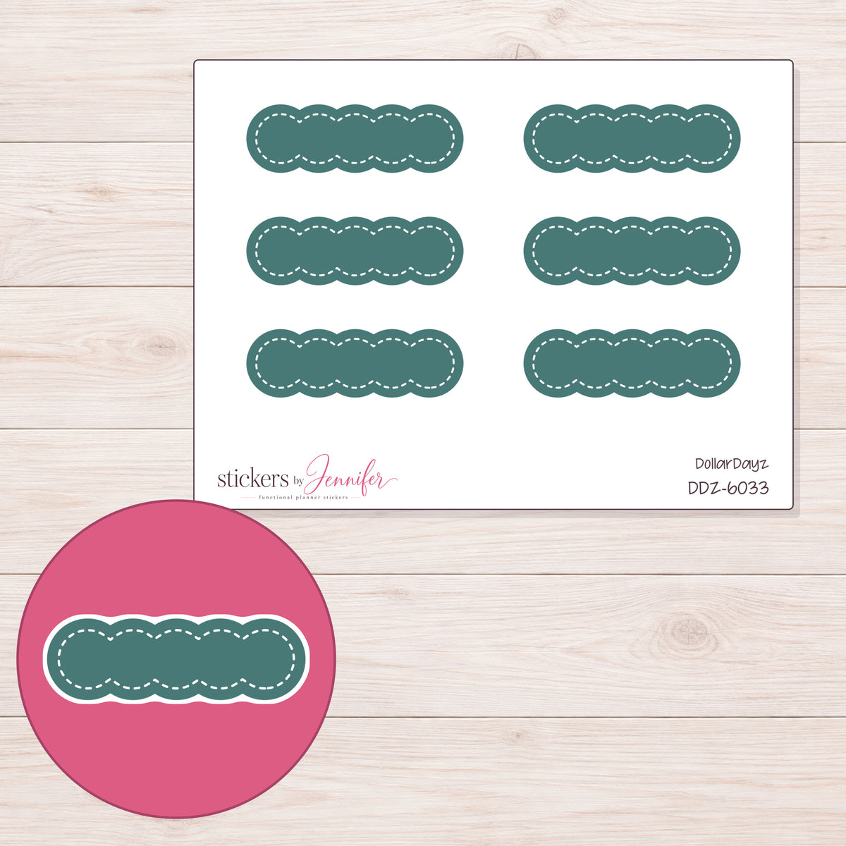 DDZ-6033 planner sticker sheet with enlarged sticker detail