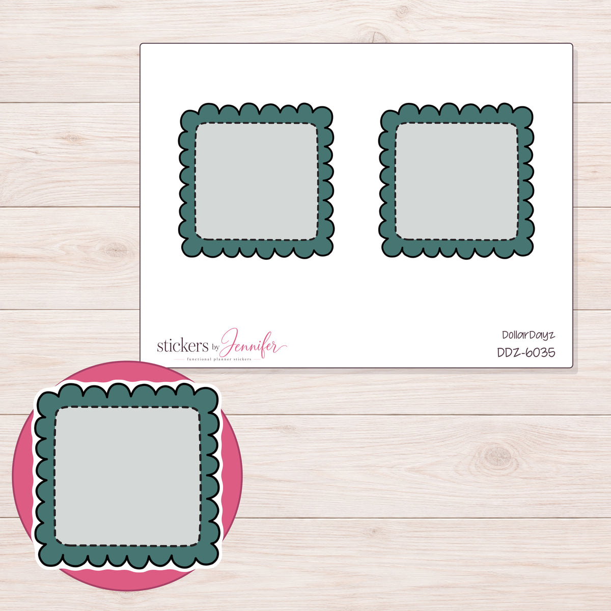 DDZ-6035 planner sticker sheet with enlarged sticker detail