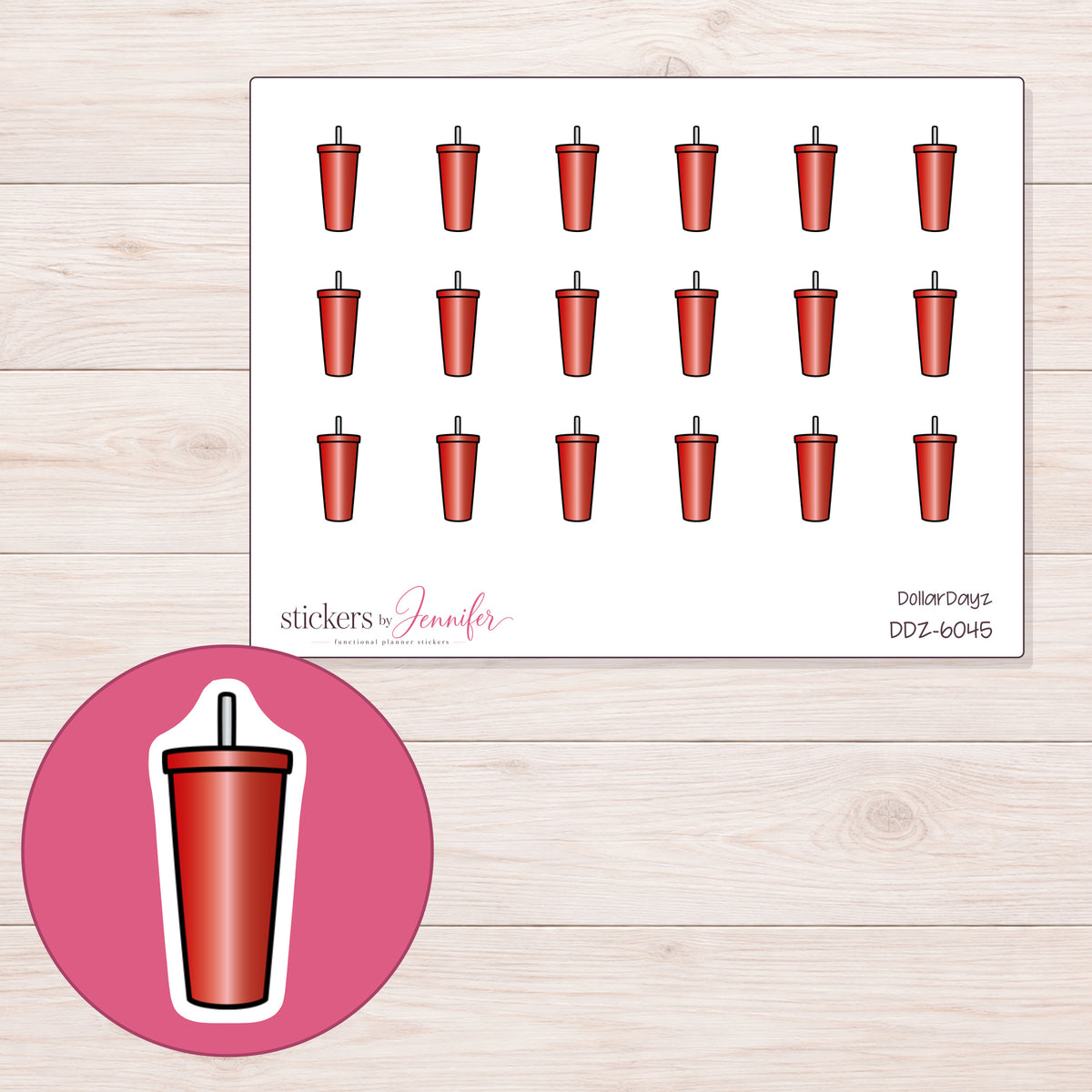 DDZ-6045 planner sticker sheet with enlarged sticker detail