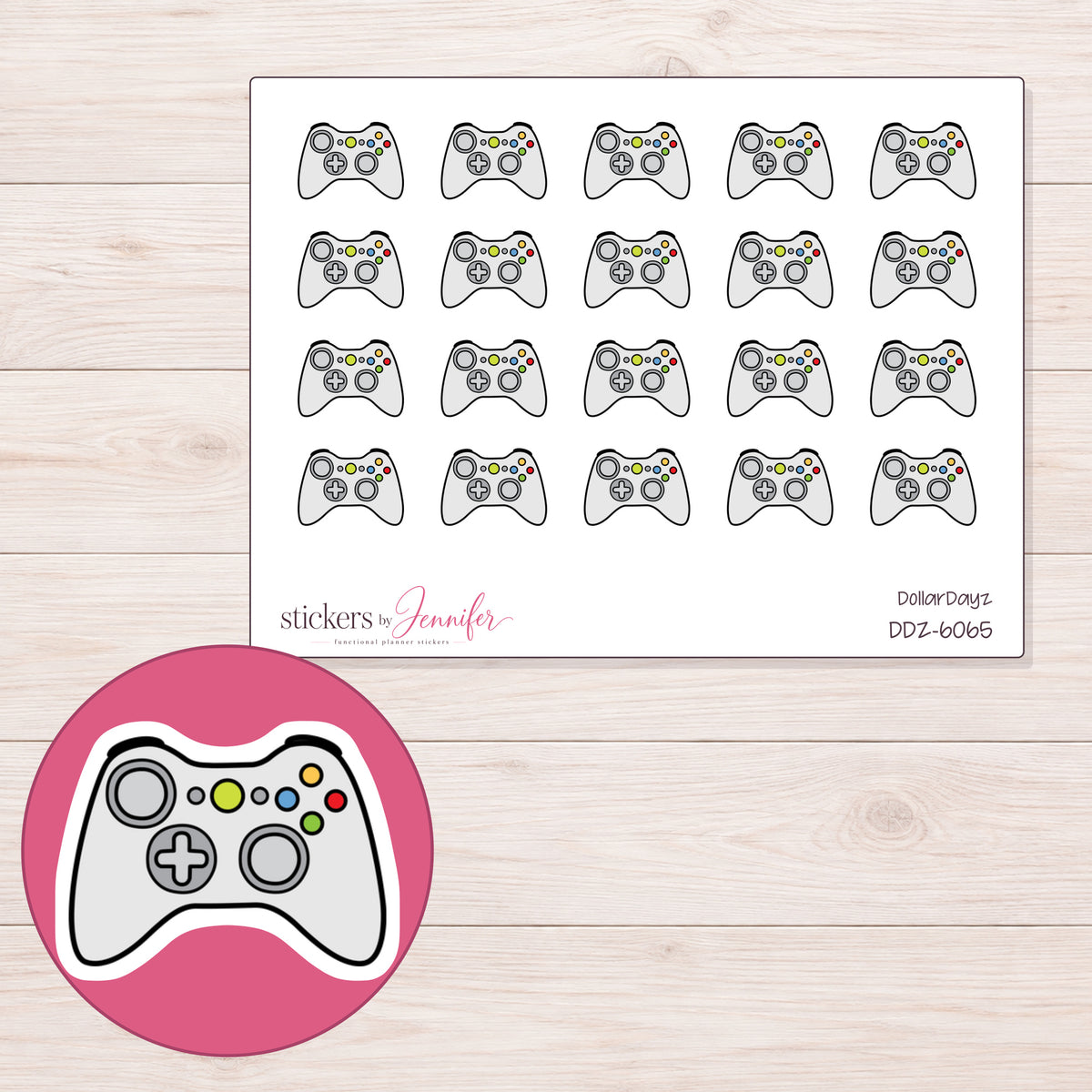 DDZ-6065 planner sticker sheet with enlarged sticker detail