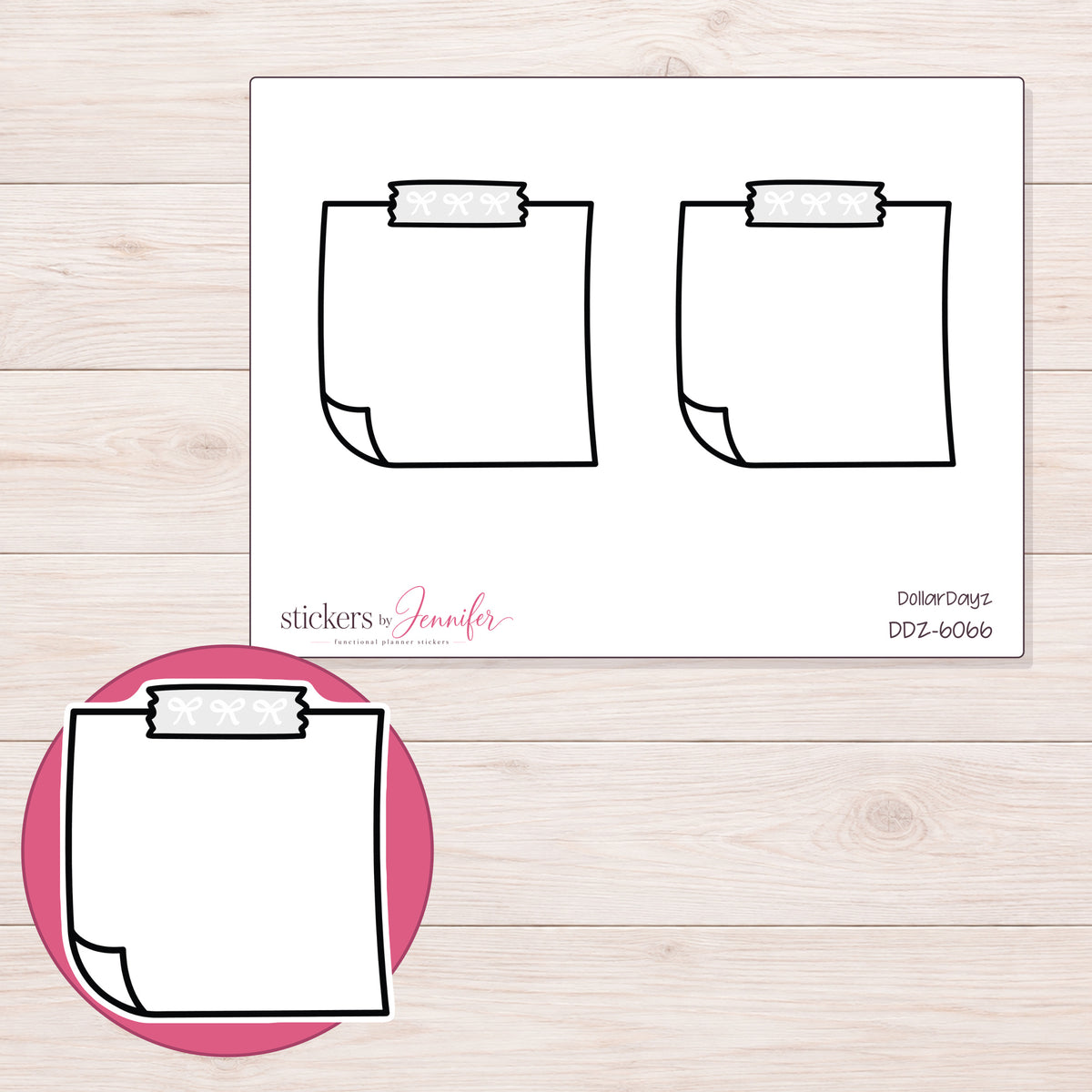 DDZ-6066 planner sticker sheet with enlarged sticker detail