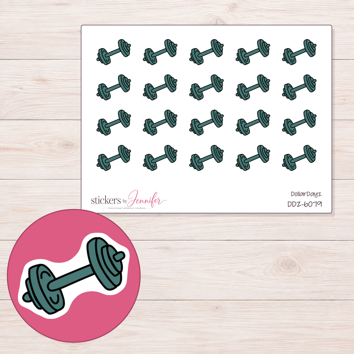 DDZ-6079 planner sticker sheet with enlarged sticker detail