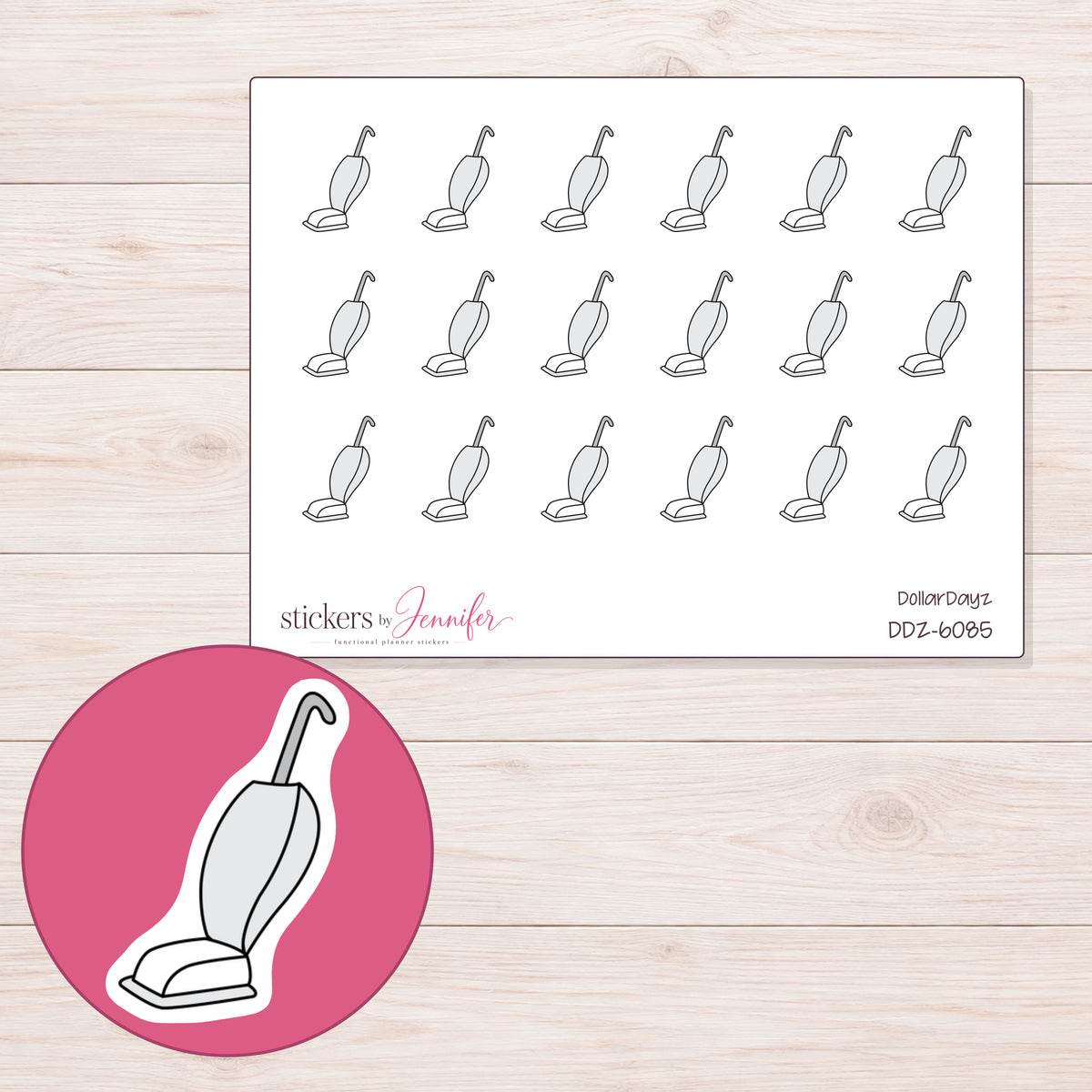 DDZ-6085 planner sticker sheet with enlarged sticker detail