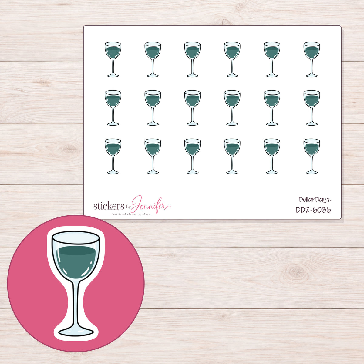 DDZ-6086 planner sticker sheet with enlarged sticker detail