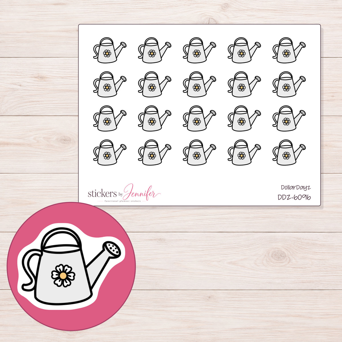 DDZ-6096 planner sticker sheet with enlarged sticker detail