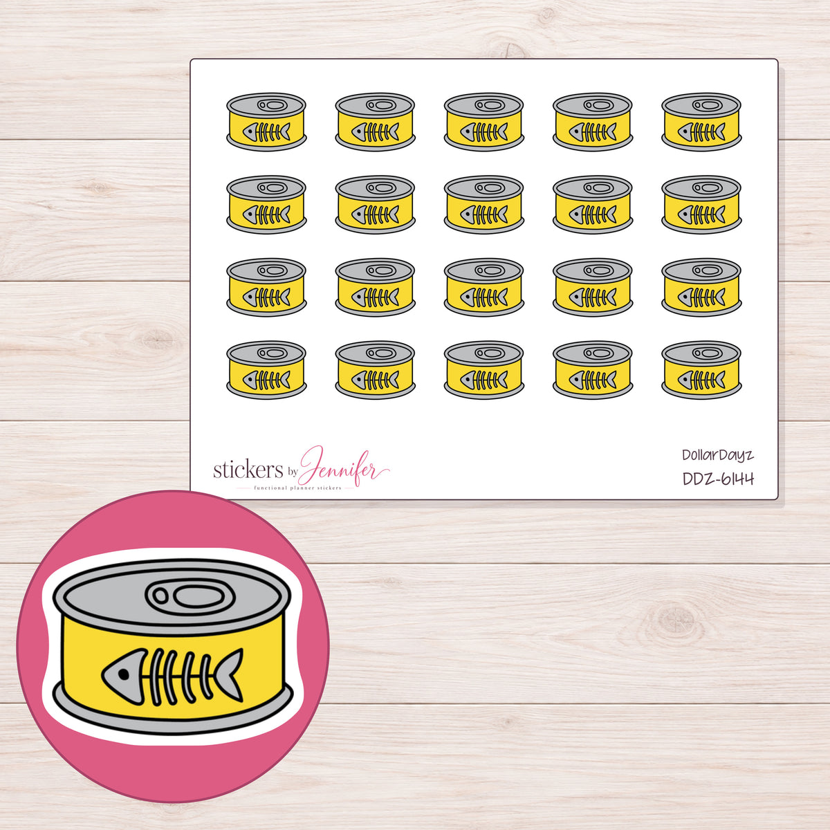 DDZ-6144 planner sticker sheet with enlarged sticker detail
