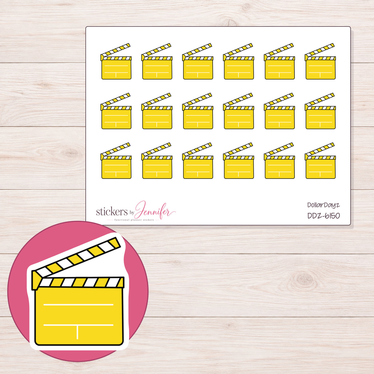 DDZ-6150 planner sticker sheet with enlarged sticker detail