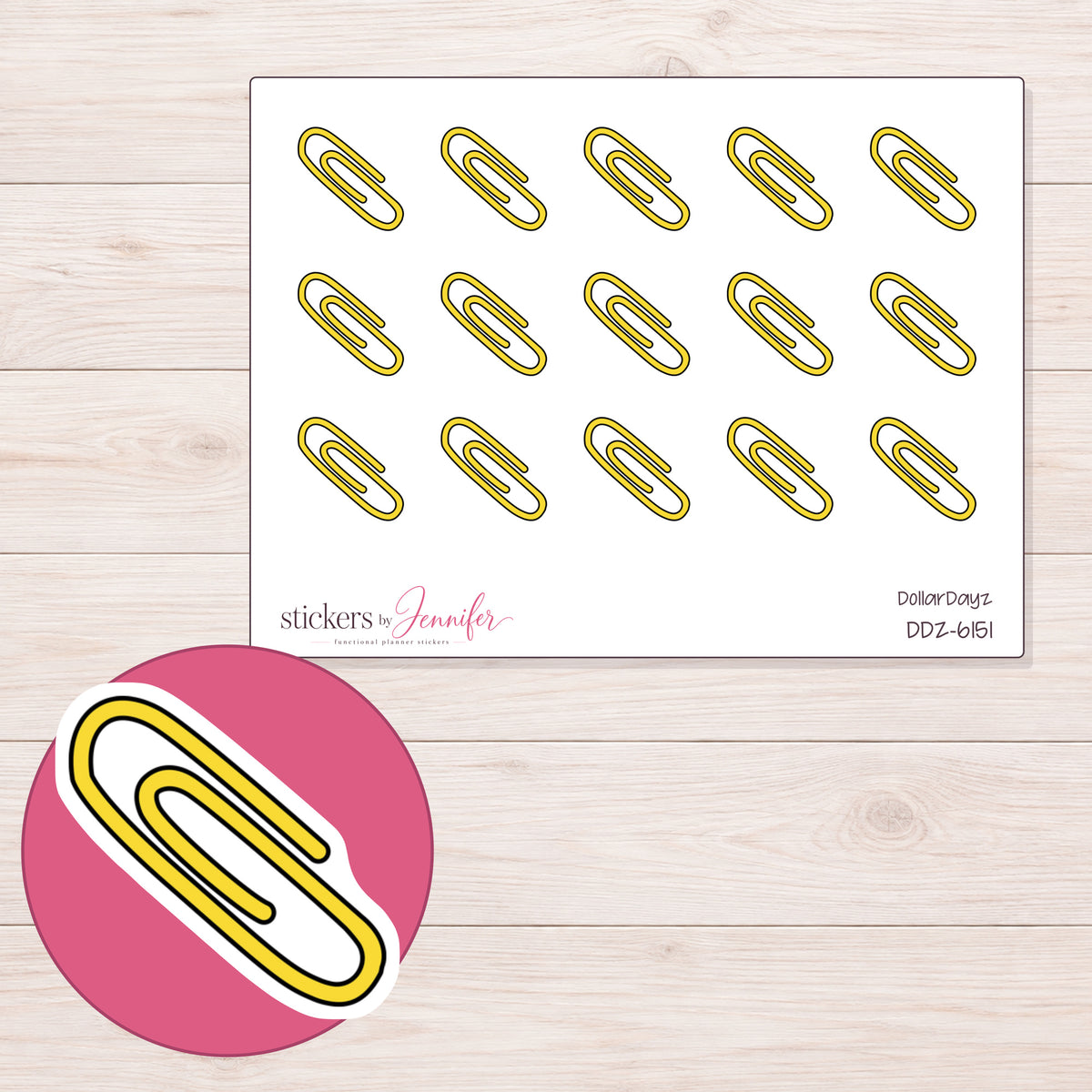 DDZ-6151 planner sticker sheet with enlarged sticker detail