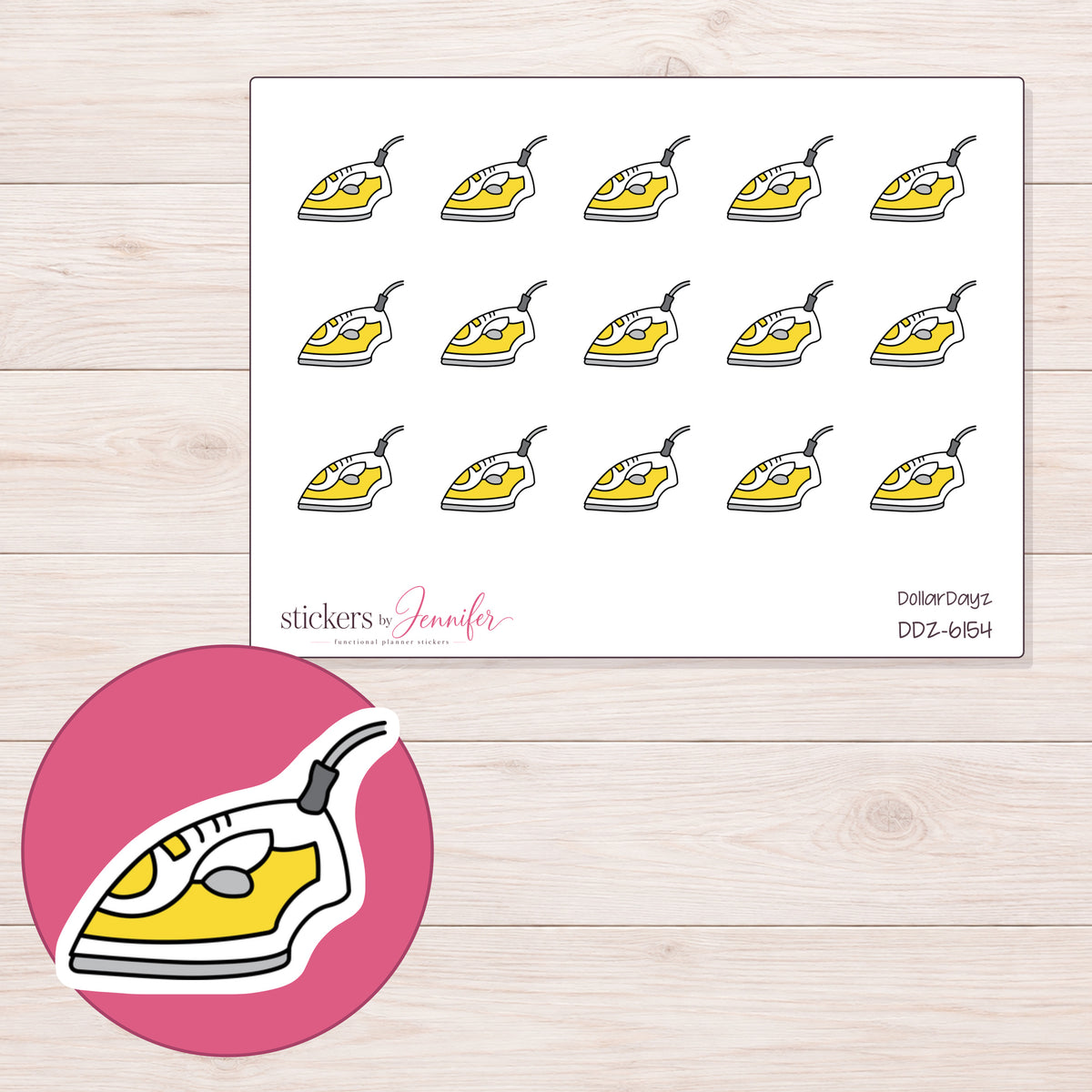 DDZ-6154 planner sticker sheet with enlarged sticker detail