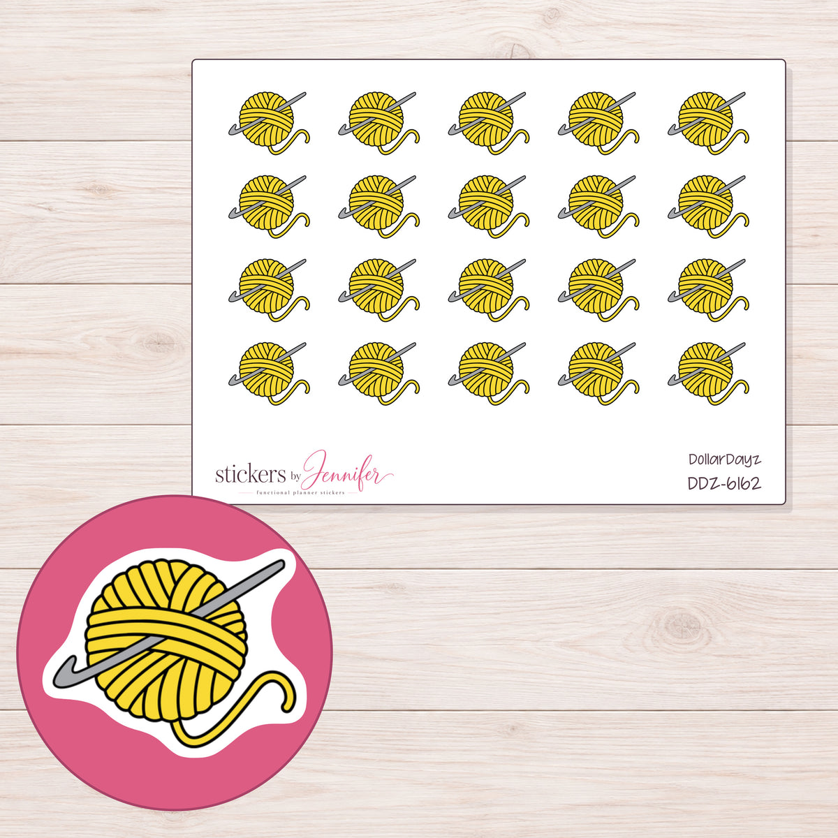 DDZ-6162 planner sticker sheet with enlarged sticker detail