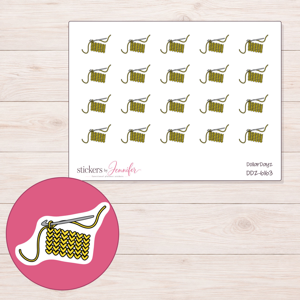 DDZ-6163 planner sticker sheet with enlarged sticker detail
