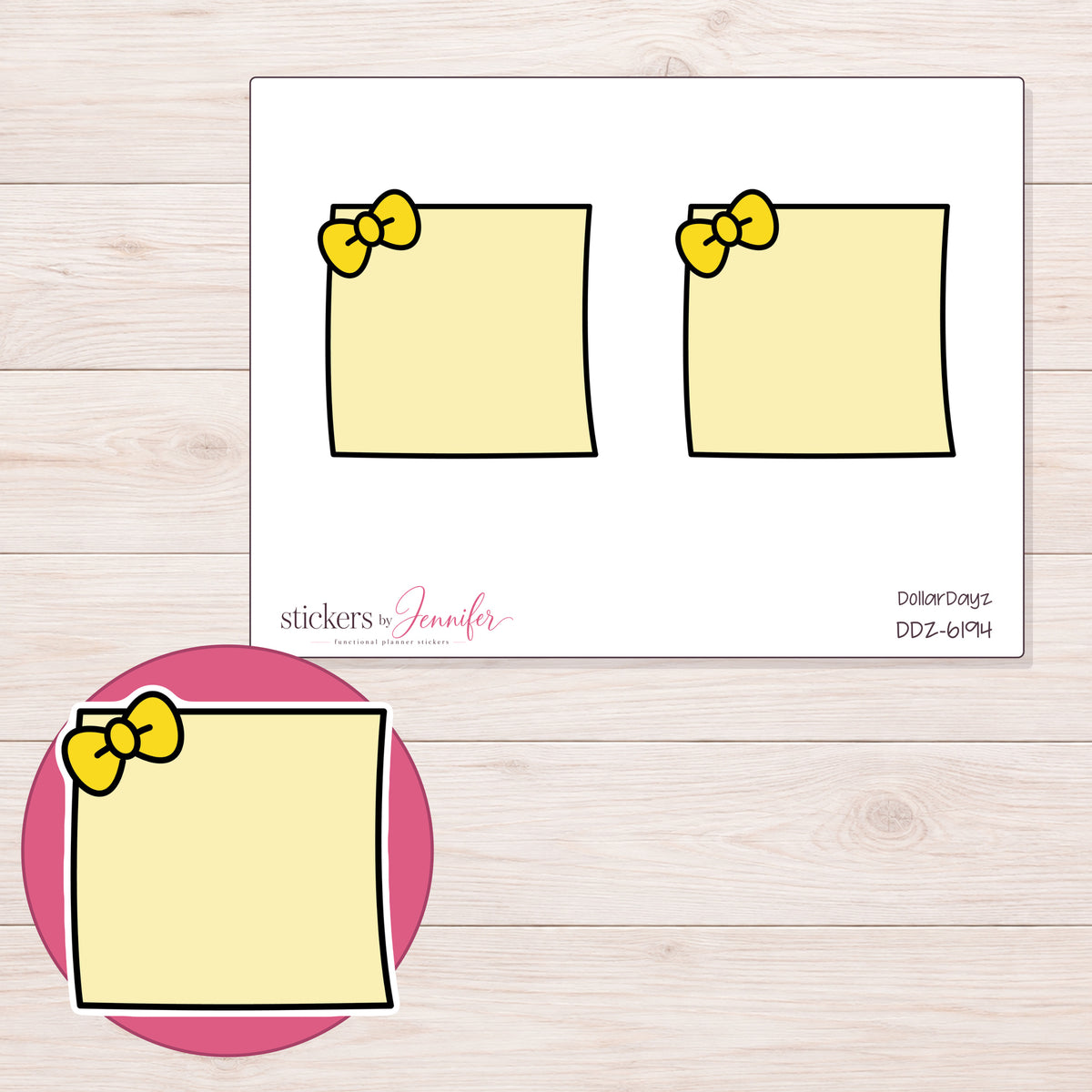 DDZ-6194 planner sticker sheet with enlarged sticker detail