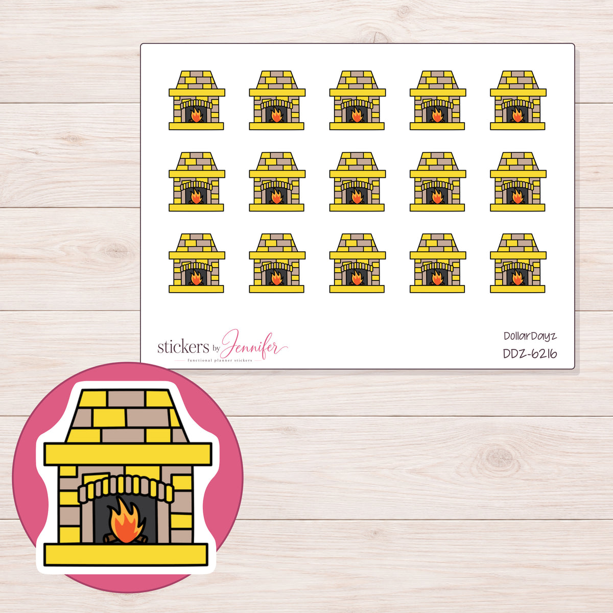 DDZ-6216 planner sticker sheet with enlarged sticker detail