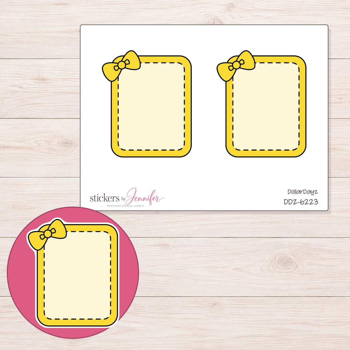 DDZ-6223 planner sticker sheet with enlarged sticker detail