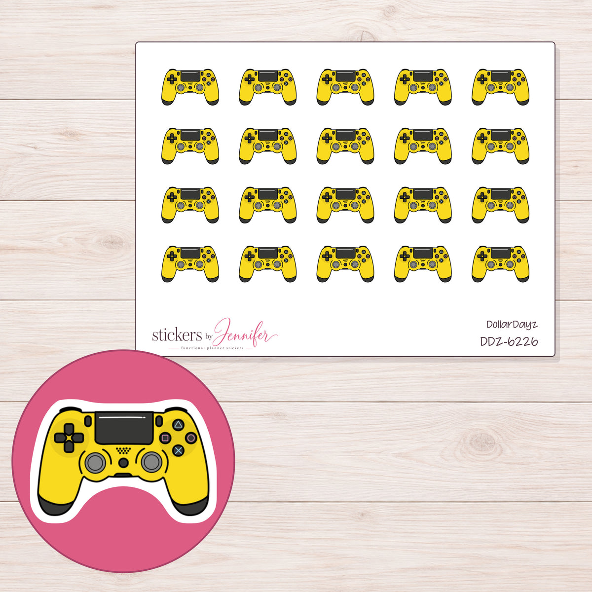 DDZ-6226 planner sticker sheet with enlarged sticker detail