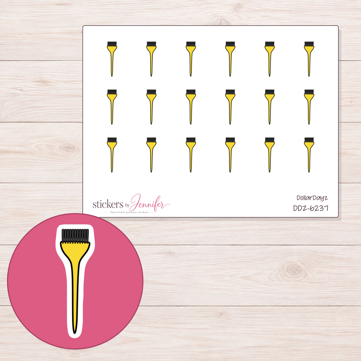 DDZ-6237 planner sticker sheet with enlarged sticker detail