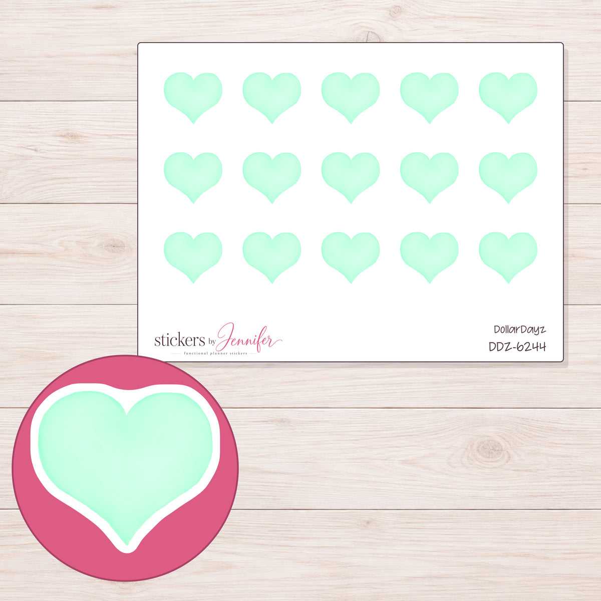 DDZ-6244 planner sticker sheet with enlarged sticker detail