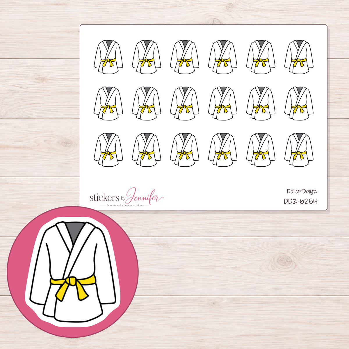 DDZ-6254 planner sticker sheet with enlarged sticker detail