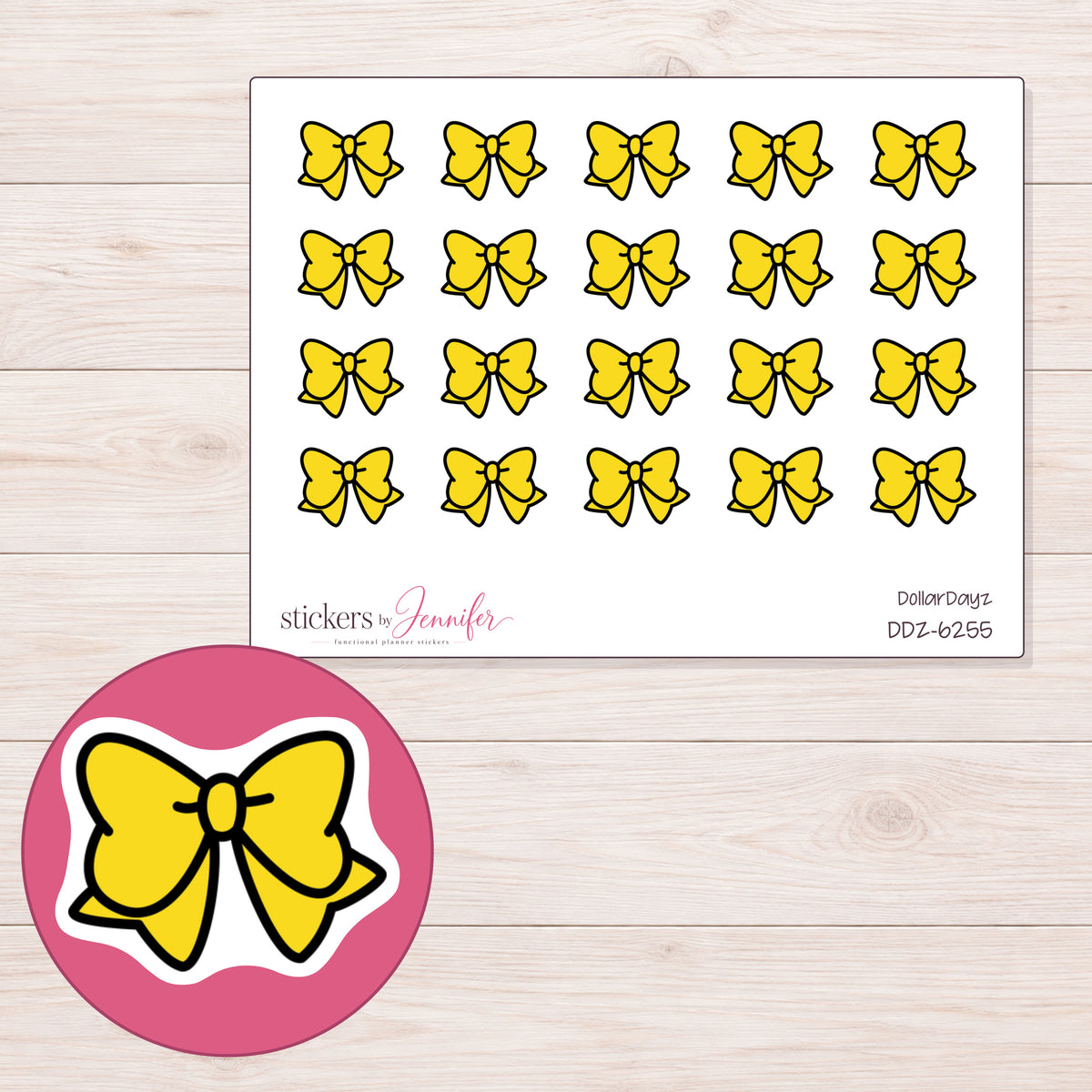 DDZ-6255 planner sticker sheet with enlarged sticker detail