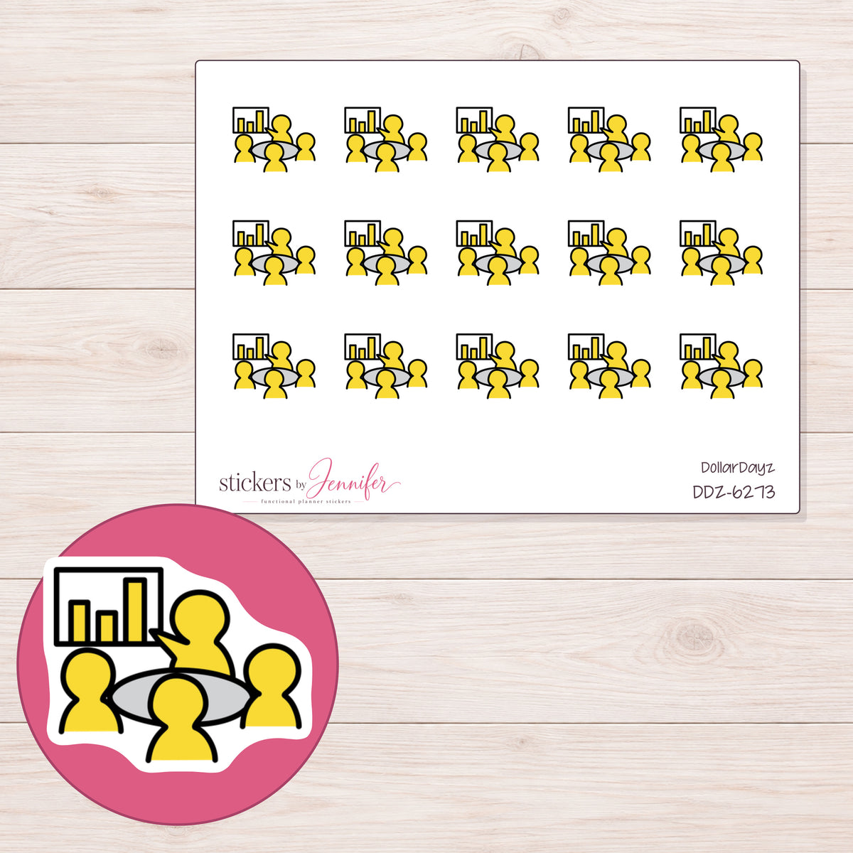 DDZ-6273 planner sticker sheet with enlarged sticker detail