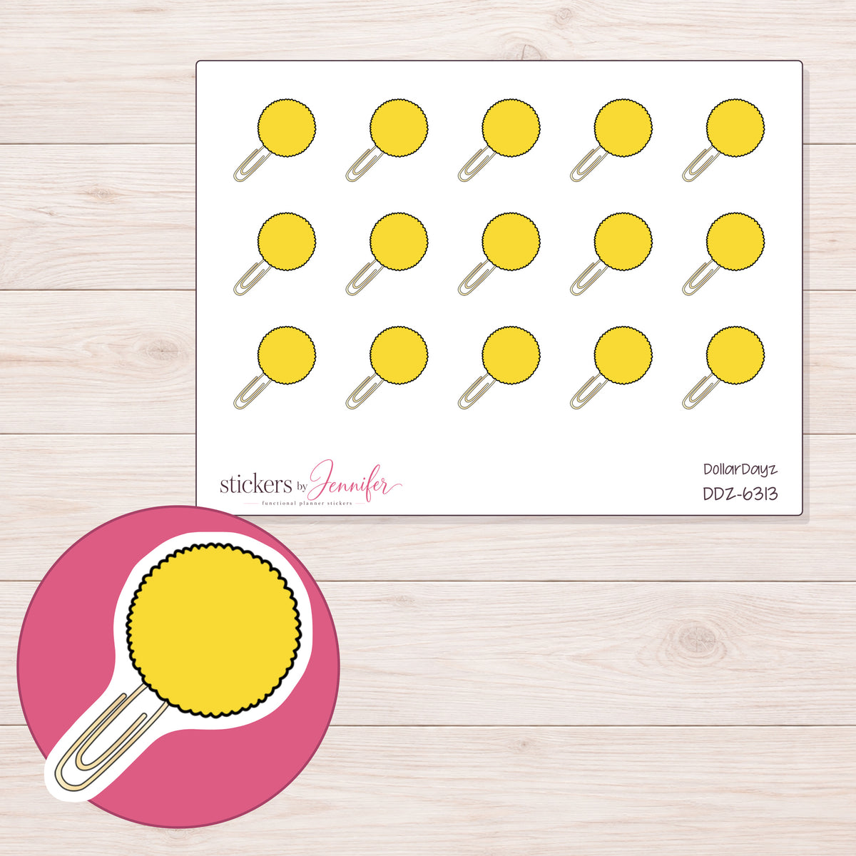 DDZ-6313 planner sticker sheet with enlarged sticker detail