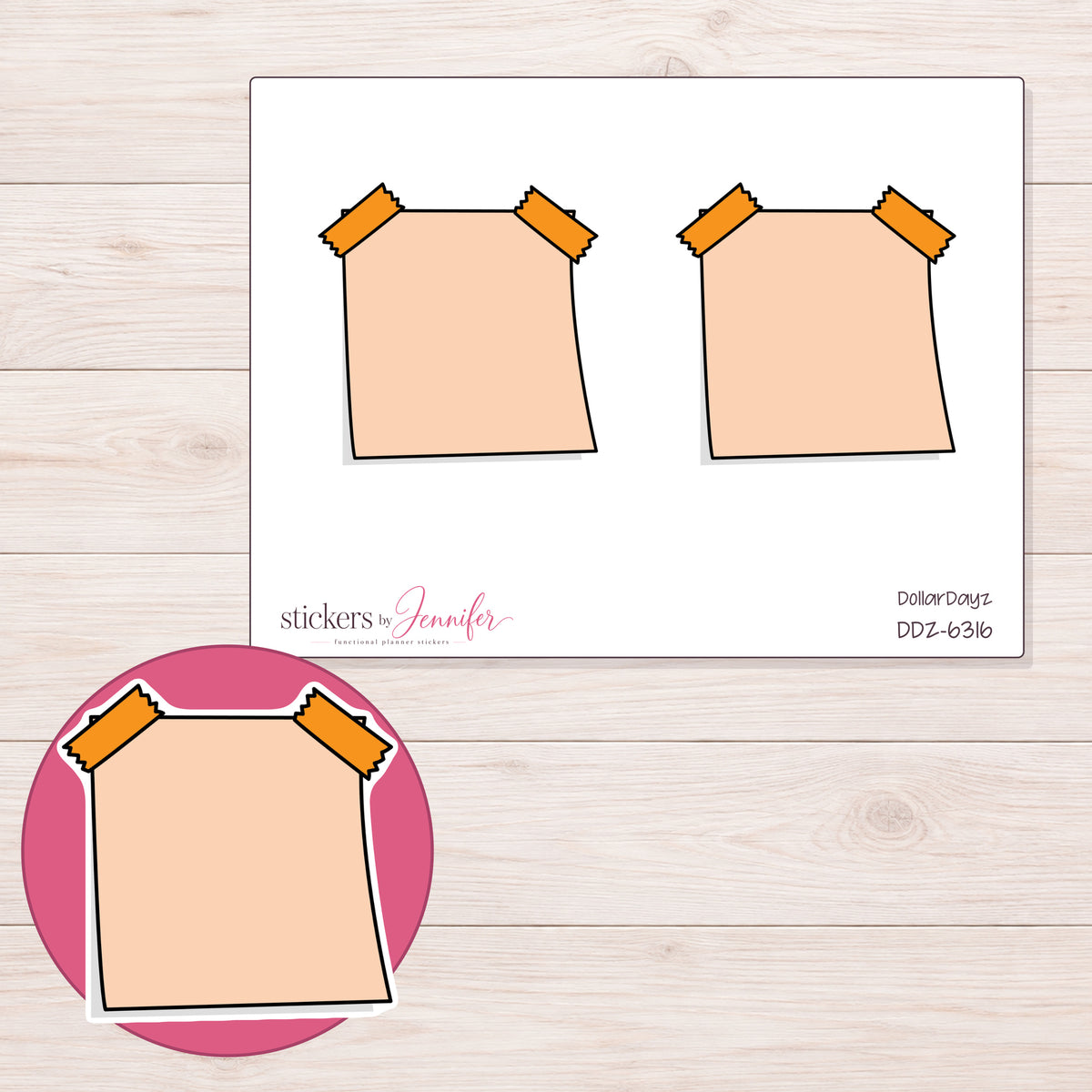 DDZ-6316 planner sticker sheet with enlarged sticker detail