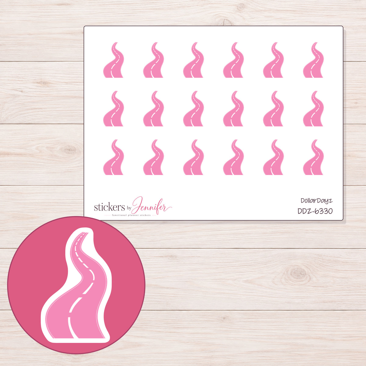DDZ-6330 planner sticker sheet with enlarged sticker detail