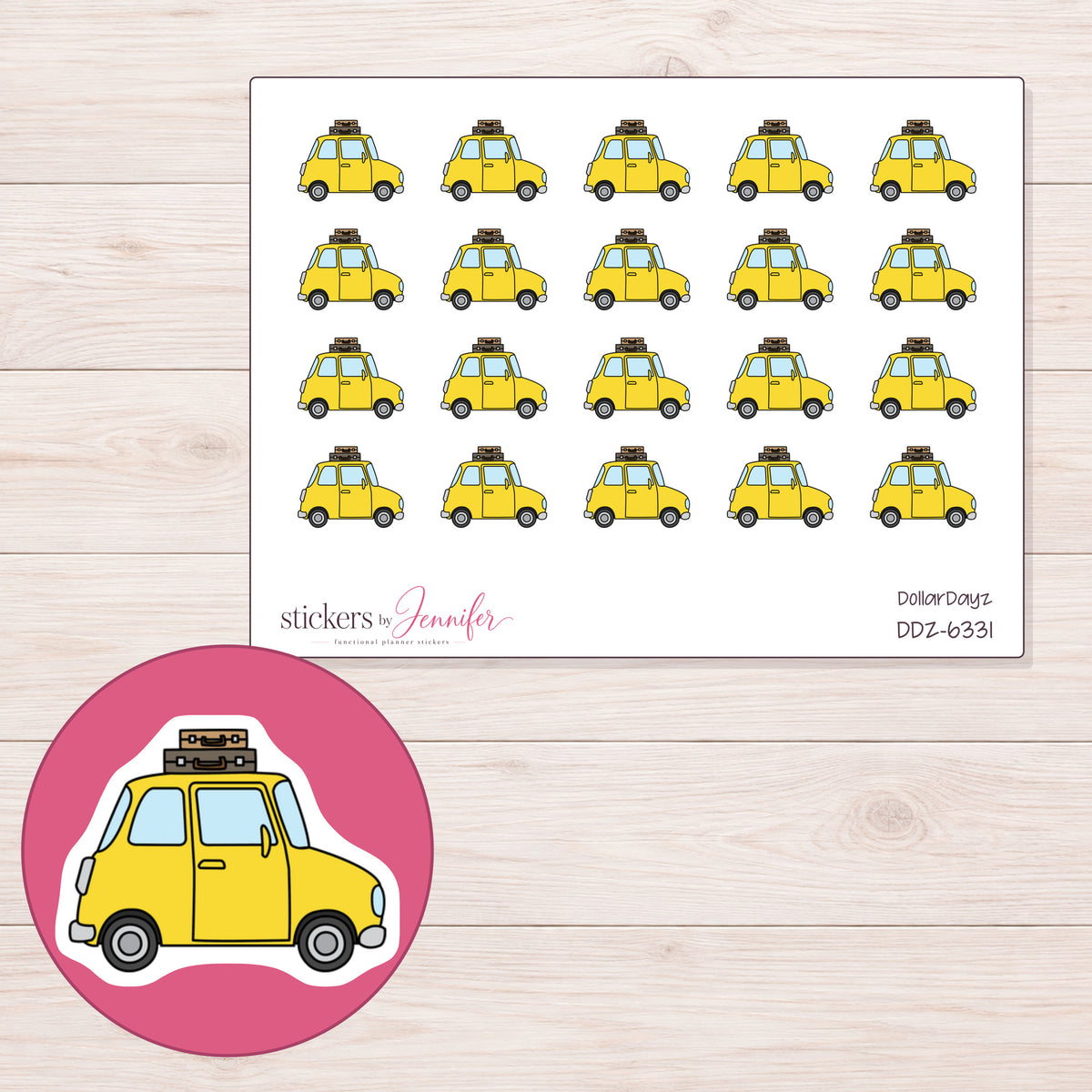 DDZ-6331 planner sticker sheet with enlarged sticker detail