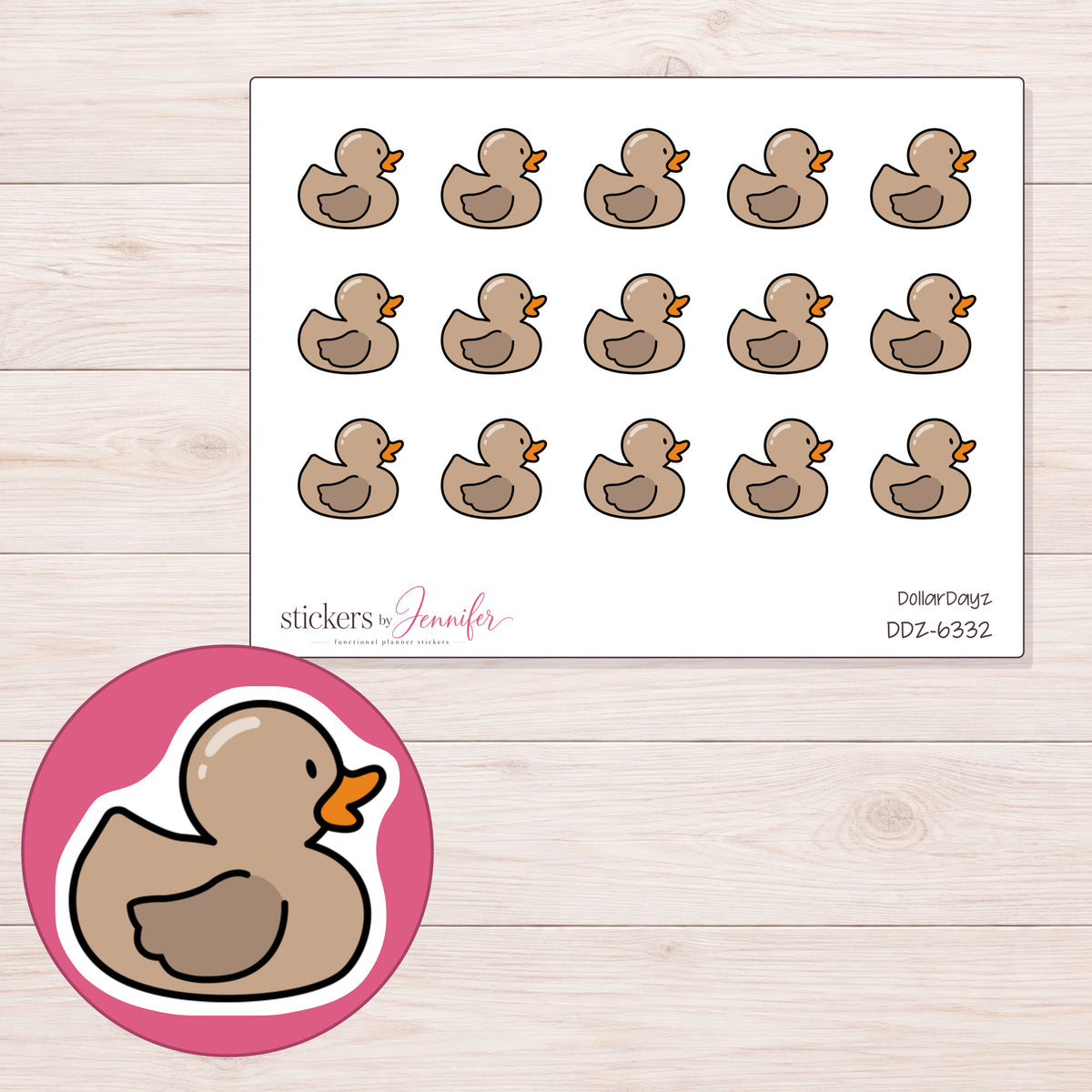 DDZ-6332 planner sticker sheet with enlarged sticker detail