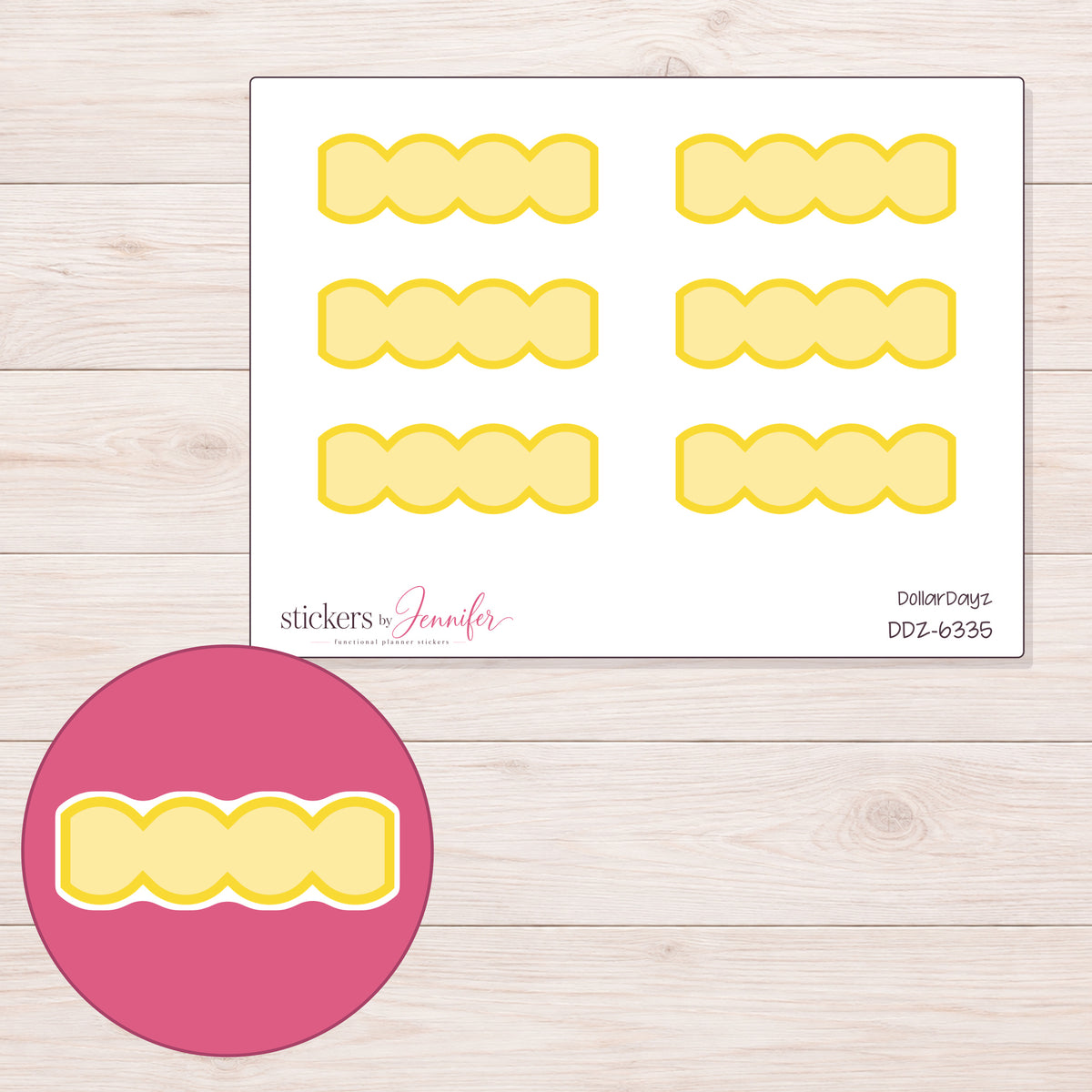 DDZ-6335 planner sticker sheet with enlarged sticker detail