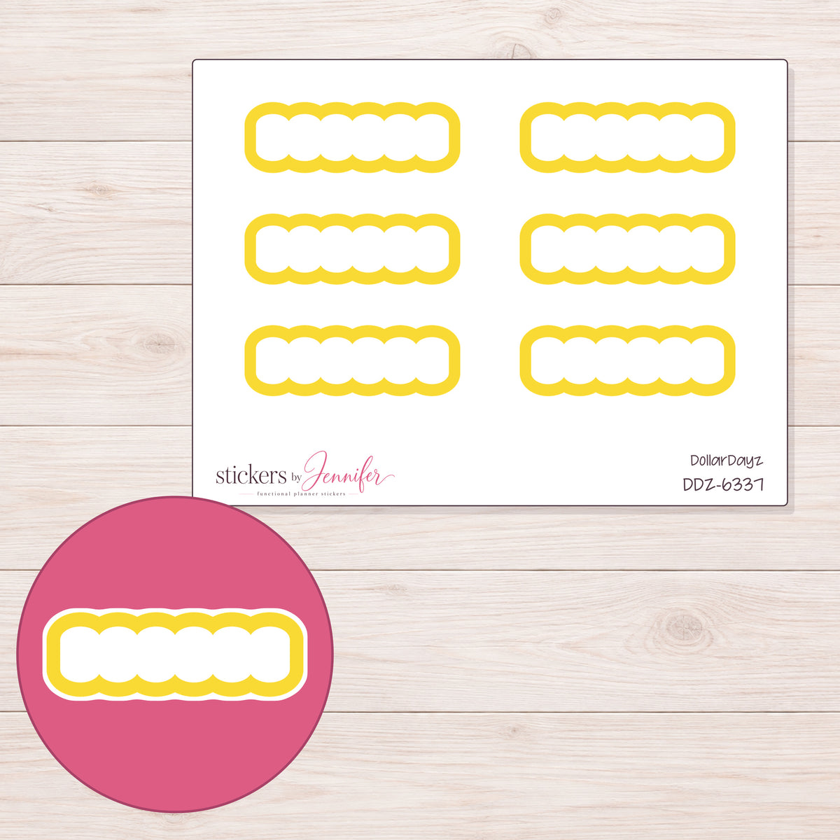 DDZ-6337 planner sticker sheet with enlarged sticker detail