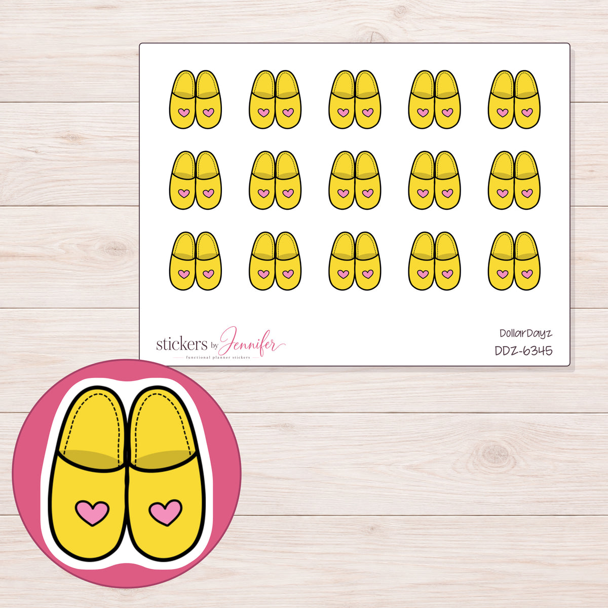 DDZ-6345 planner sticker sheet with enlarged sticker detail